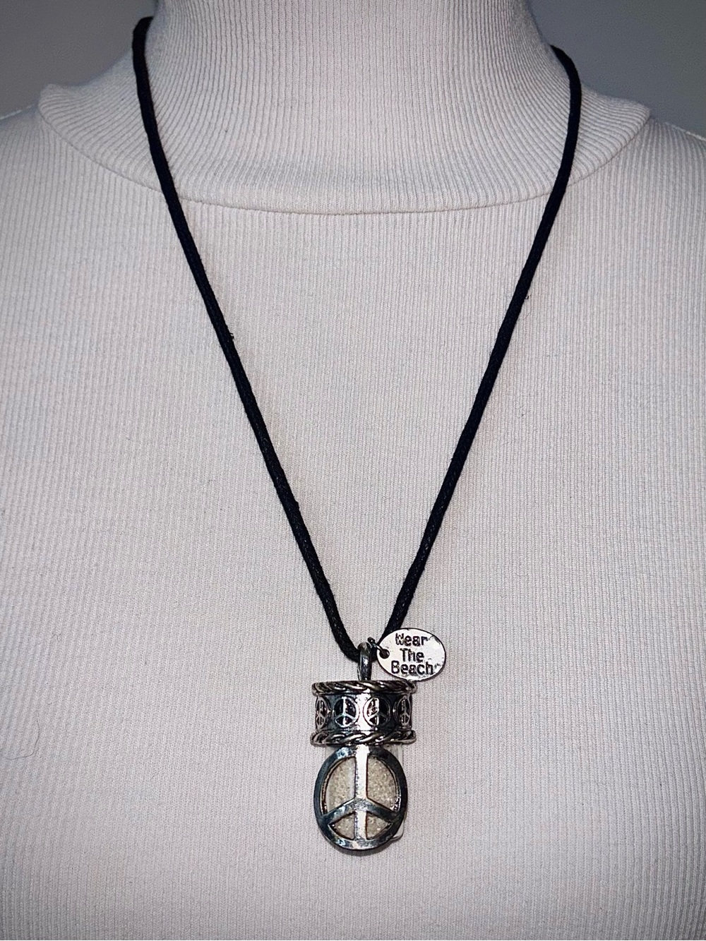 Beachcore Hippie Revival Peace Sand Jar Necklace - Picture 6 of 10